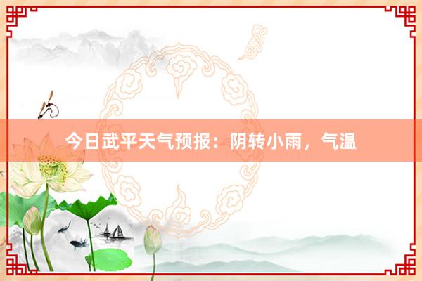 今日武平天气预报：阴转小雨，气温